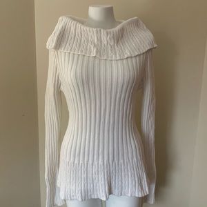 Cato White Cowl Neck Knit Sweater in Large